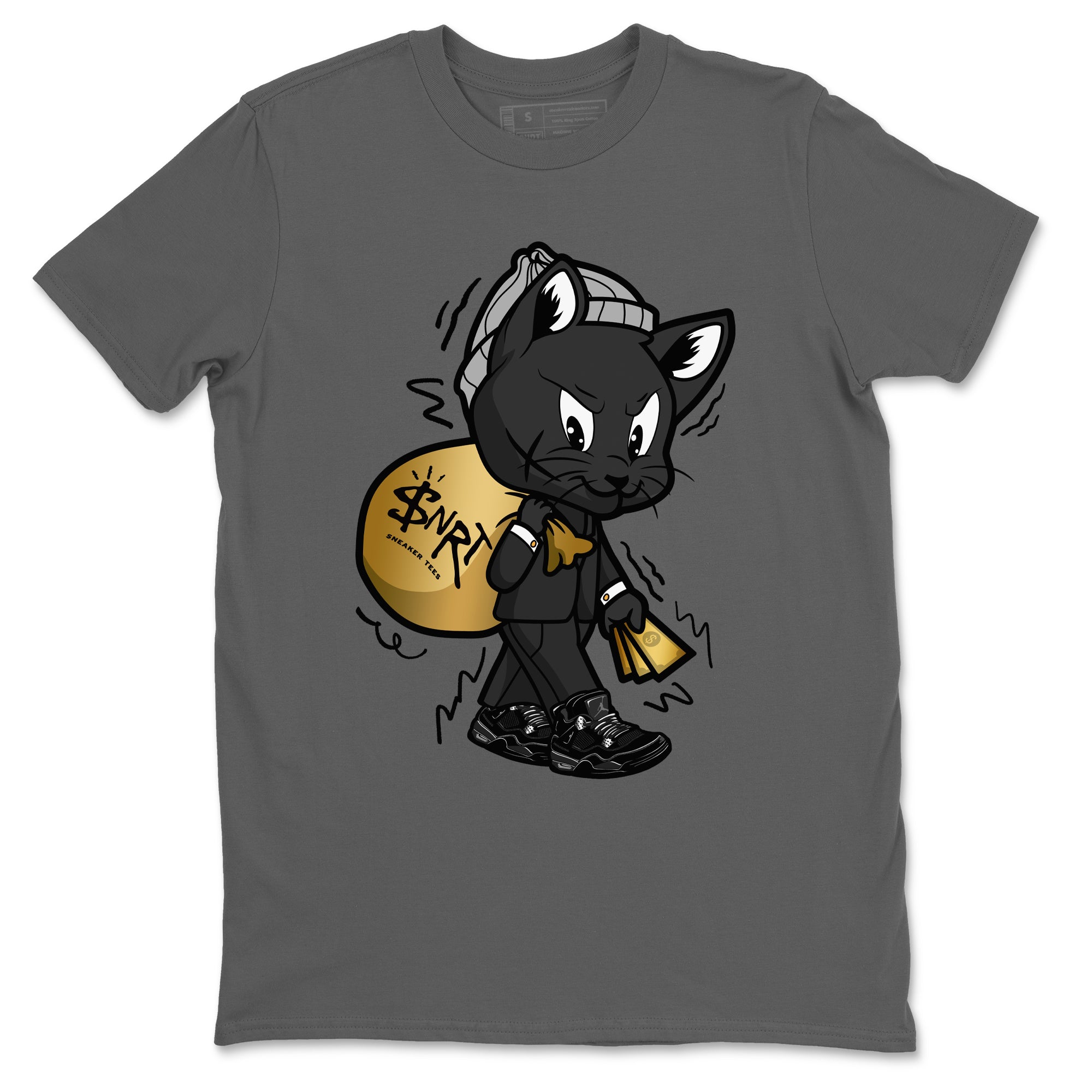 4s Black Cat shirts to match jordans Gangster Cat sneaker match tees Air Jordan 4 Black Cat match shoes to clothes SNRT Sneaker Tees unisex cotton Cool Grey 2 shirts