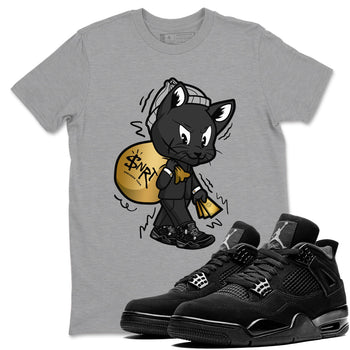4s Black Cat shirts to match jordans Gangster Cat sneaker match tees Air Jordan 4 Black Cat match shoes to clothes SNRT Sneaker Tees unisex cotton Heather Grey 1 shirts