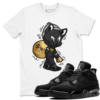4s Black Cat shirts to match jordans Gangster Cat sneaker match tees Air Jordan 4 Black Cat match shoes to clothes SNRT Sneaker Tees unisex cotton White 1 shirts