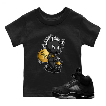 5s Black Cat shirts to match jordans Gangster Cat sneaker match tees Air Jordan 5 Black Cat SNRT Sneaker Release Tees Youth Baby Black 1 crew neck shirts