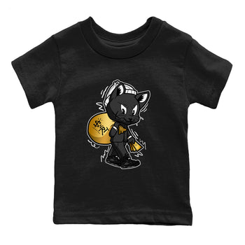 5s Black Cat shirts to match jordans Gangster Cat sneaker match tees Air Jordan 5 Black Cat SNRT Sneaker Release Tees Youth Baby Black 2 crew neck shirts