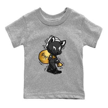 5s Black Cat shirts to match jordans Gangster Cat sneaker match tees Air Jordan 5 Black Cat SNRT Sneaker Release Tees Youth Baby Heather Grey 2 crew neck shirts