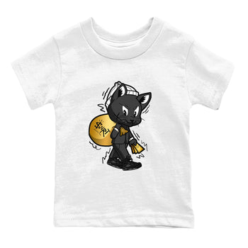 5s Black Cat shirts to match jordans Gangster Cat sneaker match tees Air Jordan 5 Black Cat SNRT Sneaker Release Tees Youth Baby White 2 crew neck shirts
