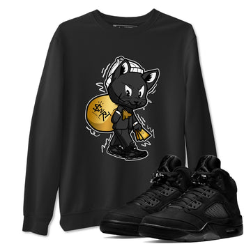 5s Black Cat shirts to match jordans Gangster Cat sneaker match tees Air Jordan 5 Black Cat SNRT Sneaker Release Tees unisex cotton Black 1 crew neck shirts