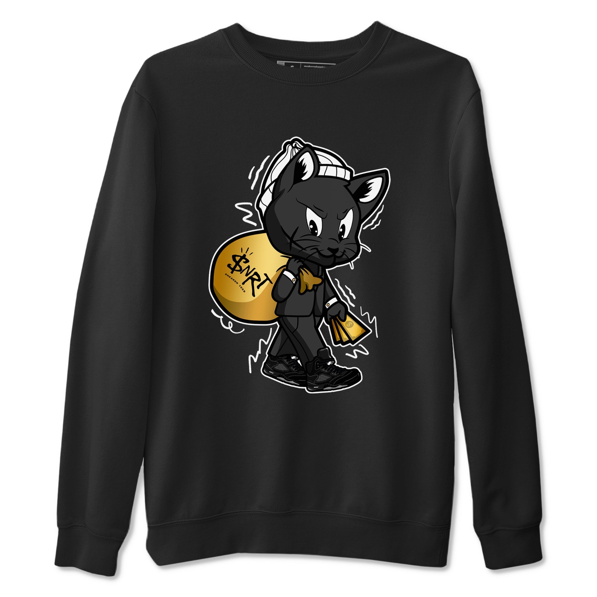 5s Black Cat shirts to match jordans Gangster Cat sneaker match tees Air Jordan 5 Black Cat SNRT Sneaker Release Tees unisex cotton Black 2 crew neck shirts