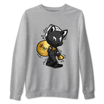 5s Black Cat shirts to match jordans Gangster Cat sneaker match tees Air Jordan 5 Black Cat SNRT Sneaker Release Tees unisex cotton Heather Grey 2 crew neck shirts