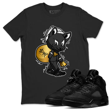 5s Black Cat shirts to match jordans Gangster Cat sneaker match tees Air Jordan 5 Black Cat SNRT Sneaker Release Tees unisex cotton Black 1 crew neck shirts