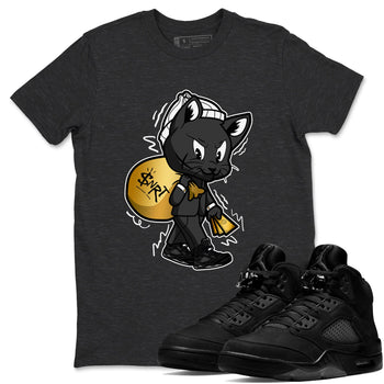5s Black Cat shirts to match jordans Gangster Cat sneaker match tees Air Jordan 5 Black Cat SNRT Sneaker Release Tees unisex cotton Charcoal Heather 1 crew neck shirts