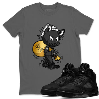 5s Black Cat shirts to match jordans Gangster Cat sneaker match tees Air Jordan 5 Black Cat SNRT Sneaker Release Tees unisex cotton Cool Grey 1 crew neck shirts