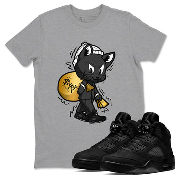 5s Black Cat shirts to match jordans Gangster Cat sneaker match tees Air Jordan 5 Black Cat SNRT Sneaker Release Tees unisex cotton Heather Grey 1 crew neck shirts