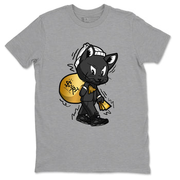 5s Black Cat shirts to match jordans Gangster Cat sneaker match tees Air Jordan 5 Black Cat SNRT Sneaker Release Tees unisex cotton Heather Grey 2 crew neck shirts
