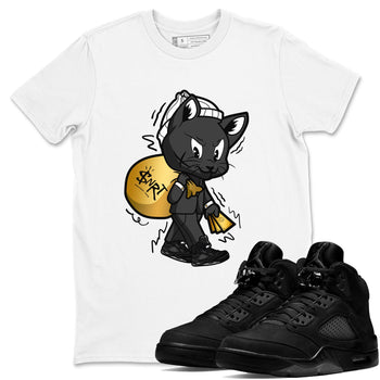 5s Black Cat shirts to match jordans Gangster Cat sneaker match tees Air Jordan 5 Black Cat SNRT Sneaker Release Tees unisex cotton White 1 crew neck shirts