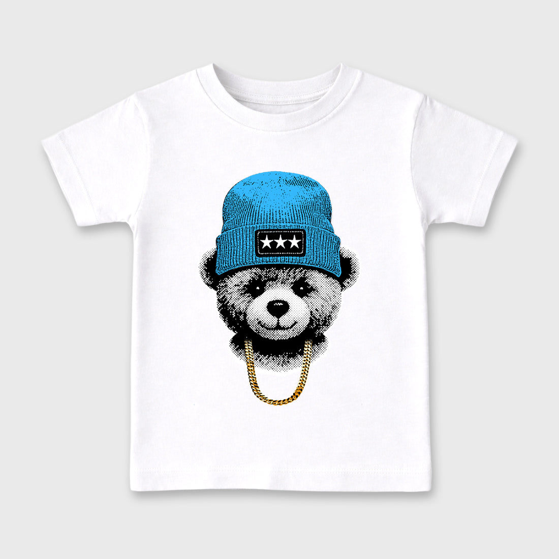 Best Sneakerfit for Sneakerheads Graphic Tees To Match Air Foamposite One University Blue Sneakers – Gangster Teddy Kids T-Shirt White 2