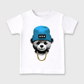 Best Sneakerfit for Sneakerheads Graphic Tees To Match Air Foamposite One University Blue Sneakers – Gangster Teddy Kids T-Shirt White 2