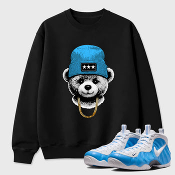 Gangster Teddy SNRT Sneaker Tees - Air Foamposite Pro University Blue - SNRT Sneaker T-shirts