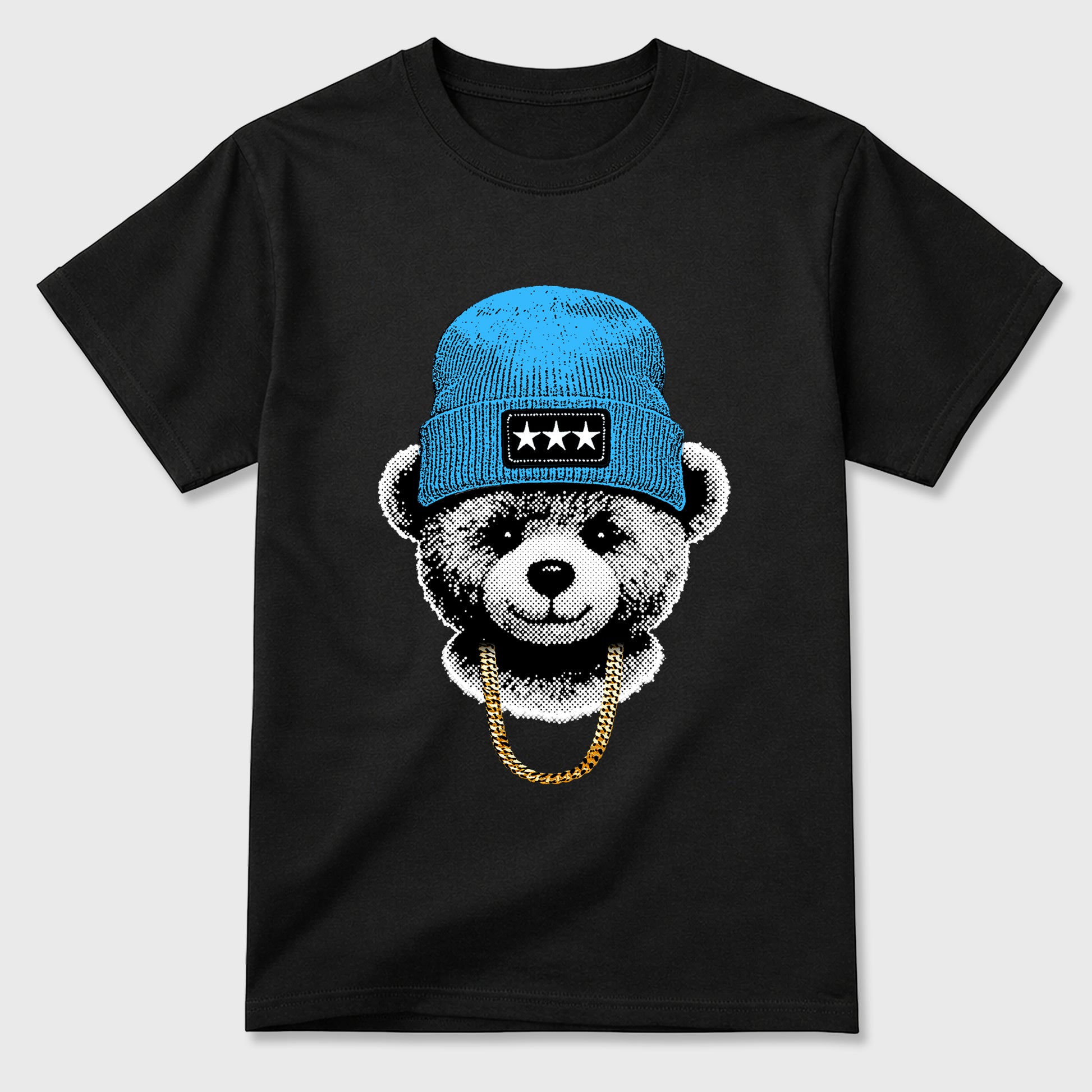 Best Sneakerfit for Sneakerheads Graphic Tees To Match Air Foamposite One University Blue Sneakers – Gangster Teddy Tee Black 2