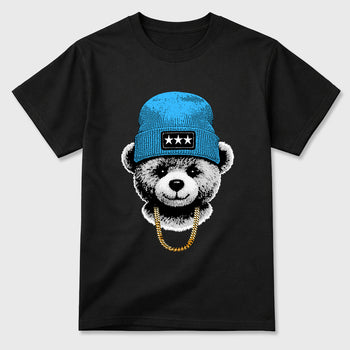 Best Sneakerfit for Sneakerheads Graphic Tees To Match Air Foamposite One University Blue Sneakers – Gangster Teddy Tee Black 2