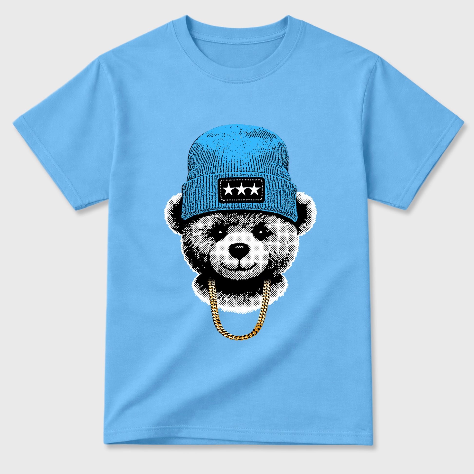 Best Sneakerfit for Sneakerheads Graphic Tees To Match Air Foamposite One University Blue Sneakers – Gangster Teddy Tee Carolina Blue 2