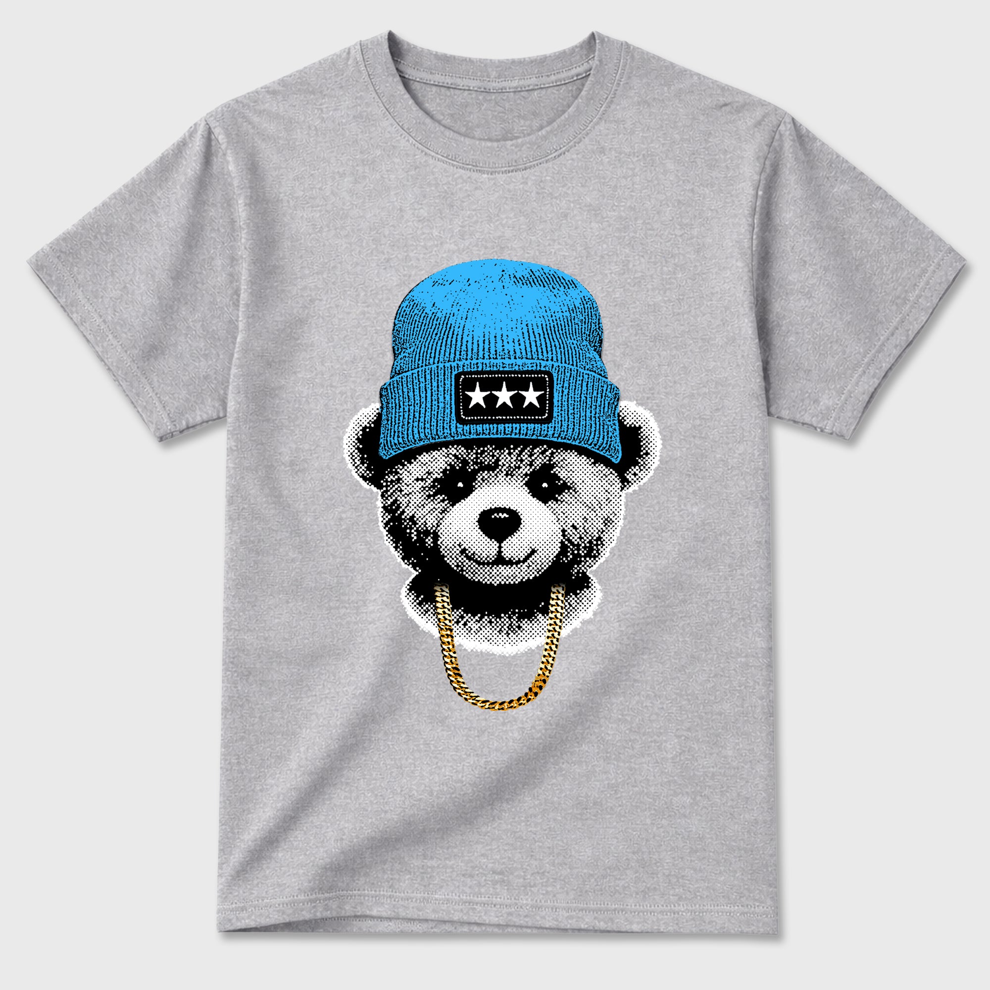 Best Sneakerfit for Sneakerheads Graphic Tees To Match Air Foamposite One University Blue Sneakers – Gangster Teddy Tee Heather Grey 2