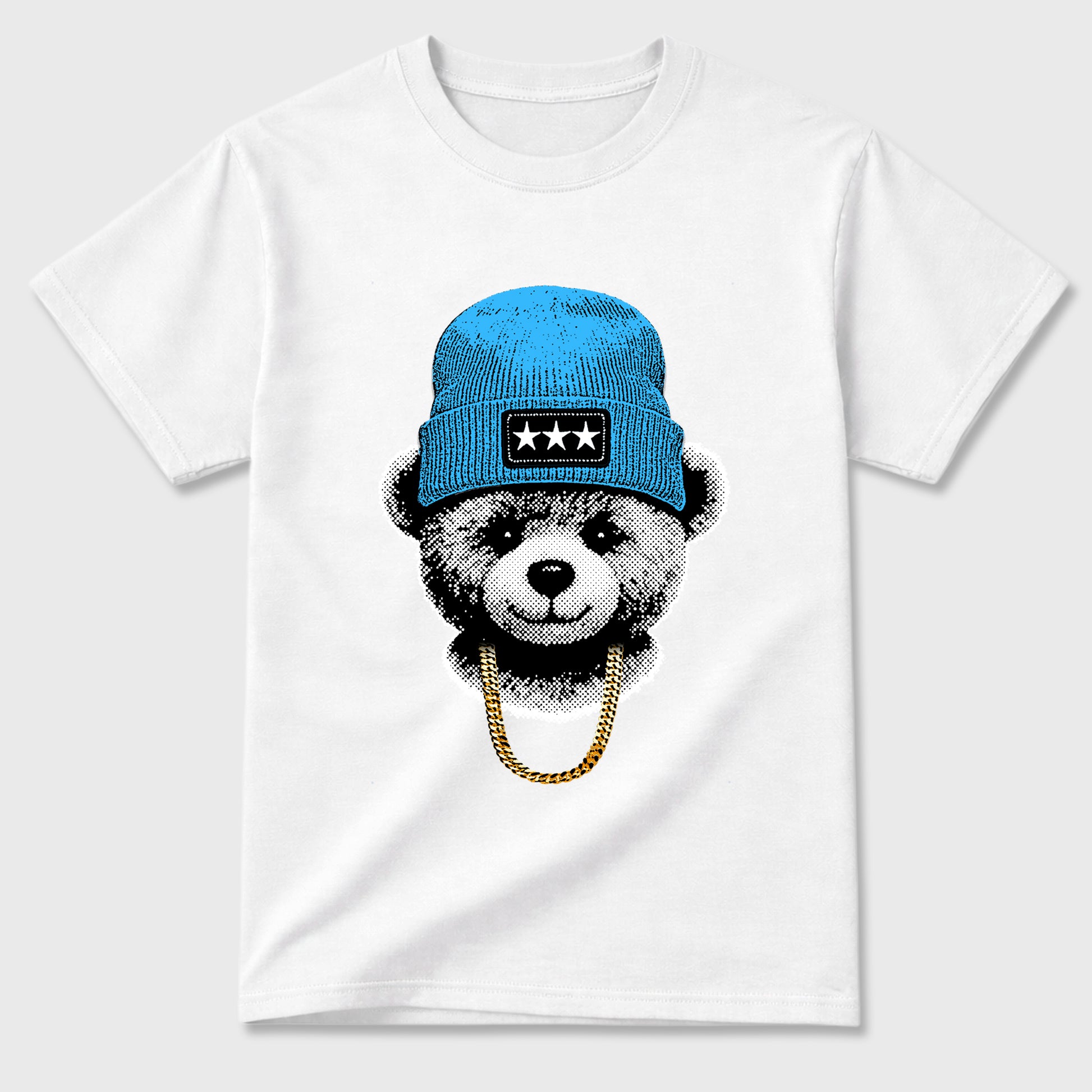Best Sneakerfit for Sneakerheads Graphic Tees To Match Air Foamposite One University Blue Sneakers – Gangster Teddy Tee White 2