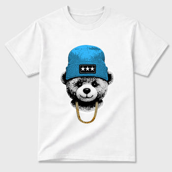 Best Sneakerfit for Sneakerheads Graphic Tees To Match Air Foamposite One University Blue Sneakers – Gangster Teddy Tee White 2
