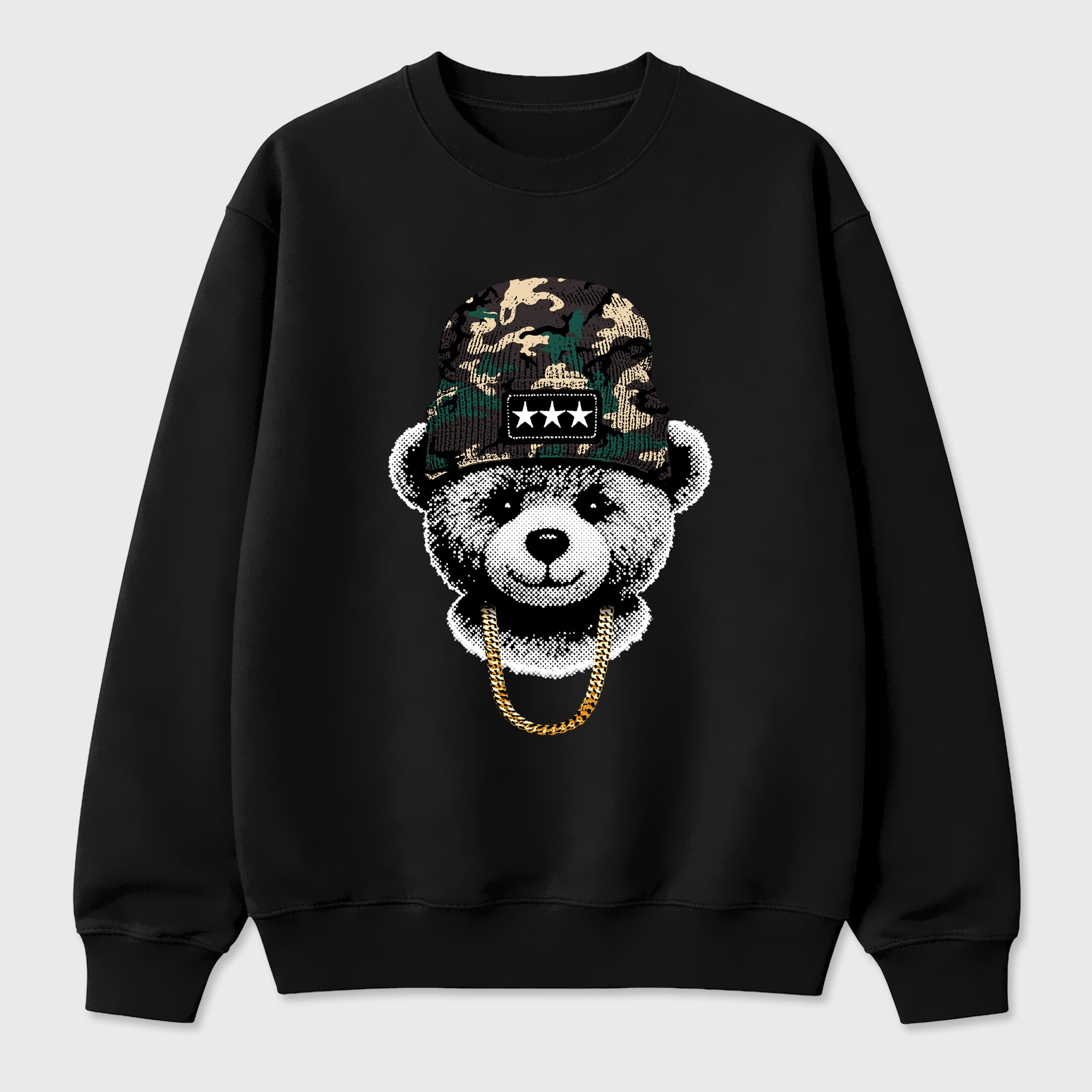 Gangster Teddy Graphic T-Shirt featuring original streetwear artwork designed to match the Air Foamposite Pro Green Camo. Black 2 Graphic Tee.