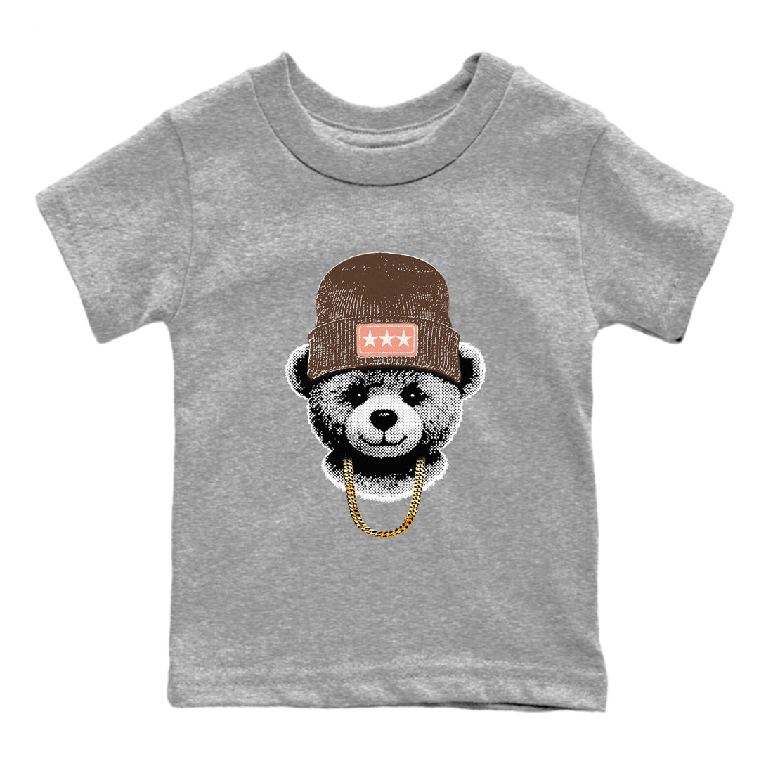 Sneaker match tees – Sneaker Tees To Match Air Jordan 1 Baroque Brown Shoes – Gangster Teddy Kids T-Shirt Heather Grey 2