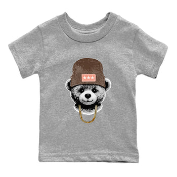 Sneaker match tees – Sneaker Tees To Match Air Jordan 1 Baroque Brown Shoes – Gangster Teddy Kids T-Shirt Heather Grey 2