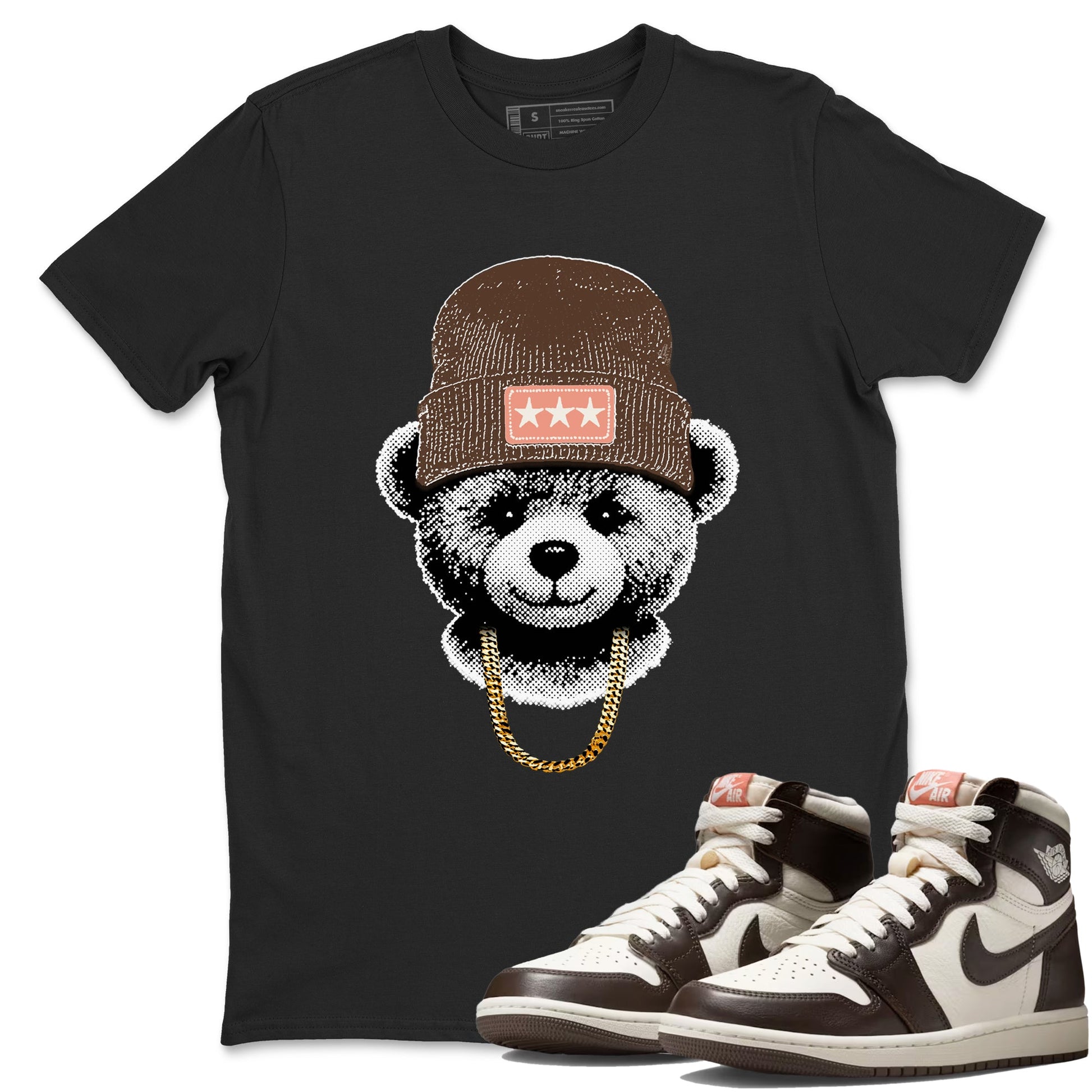 Sneaker match tees – Sneaker Tees To Match Air Jordan 1 Baroque Brown Shoes – Gangster Teddy Tee Black 1