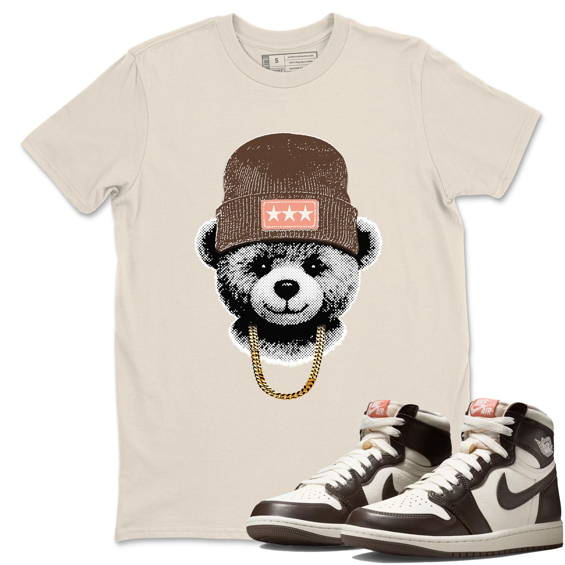 Sneaker match tees – Sneaker Tees To Match Air Jordan 1 Baroque Brown Shoes – Gangster Teddy Tee Natural 1