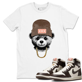 Sneaker match tees – Sneaker Tees To Match Air Jordan 1 Baroque Brown Shoes – Gangster Teddy Tee White 1
