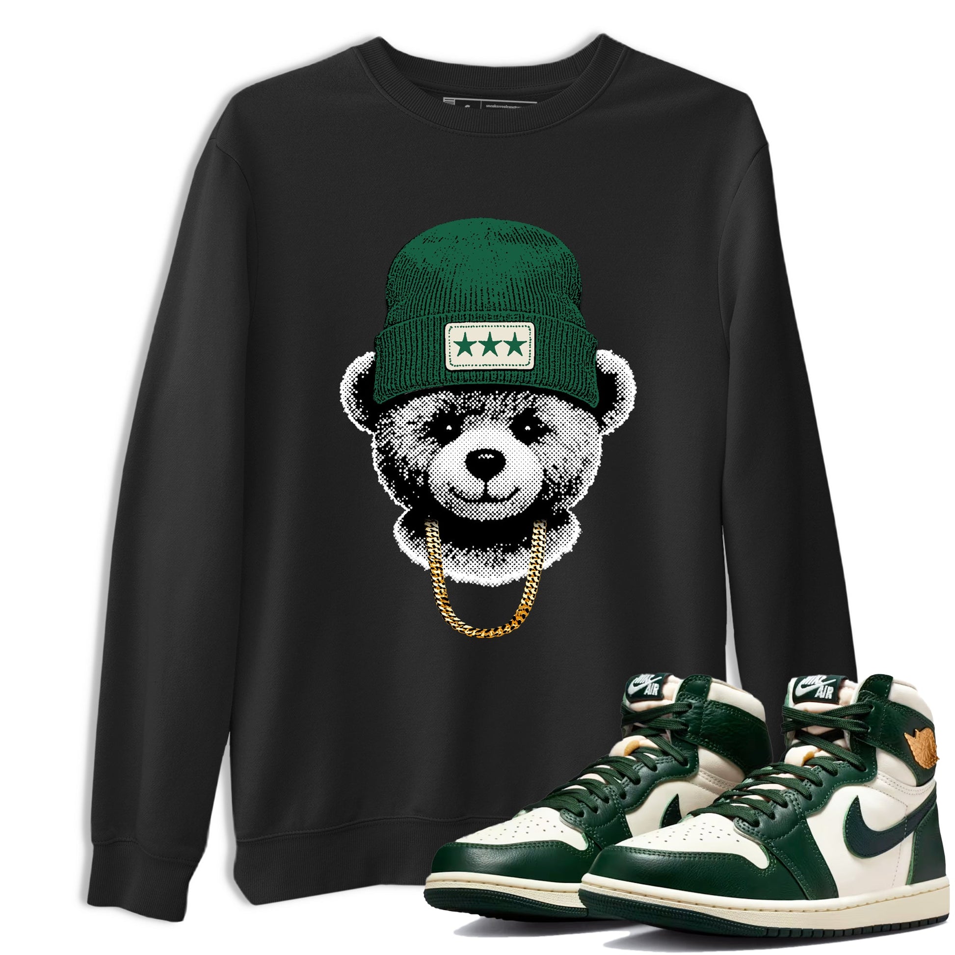 Sneaker Threads – Sneaker Tees To Match Air Jordan 1 Pro Green – Gangster Teddy Graphic Tee Black 1. Perfect for Jordan releases 2025 colorways.