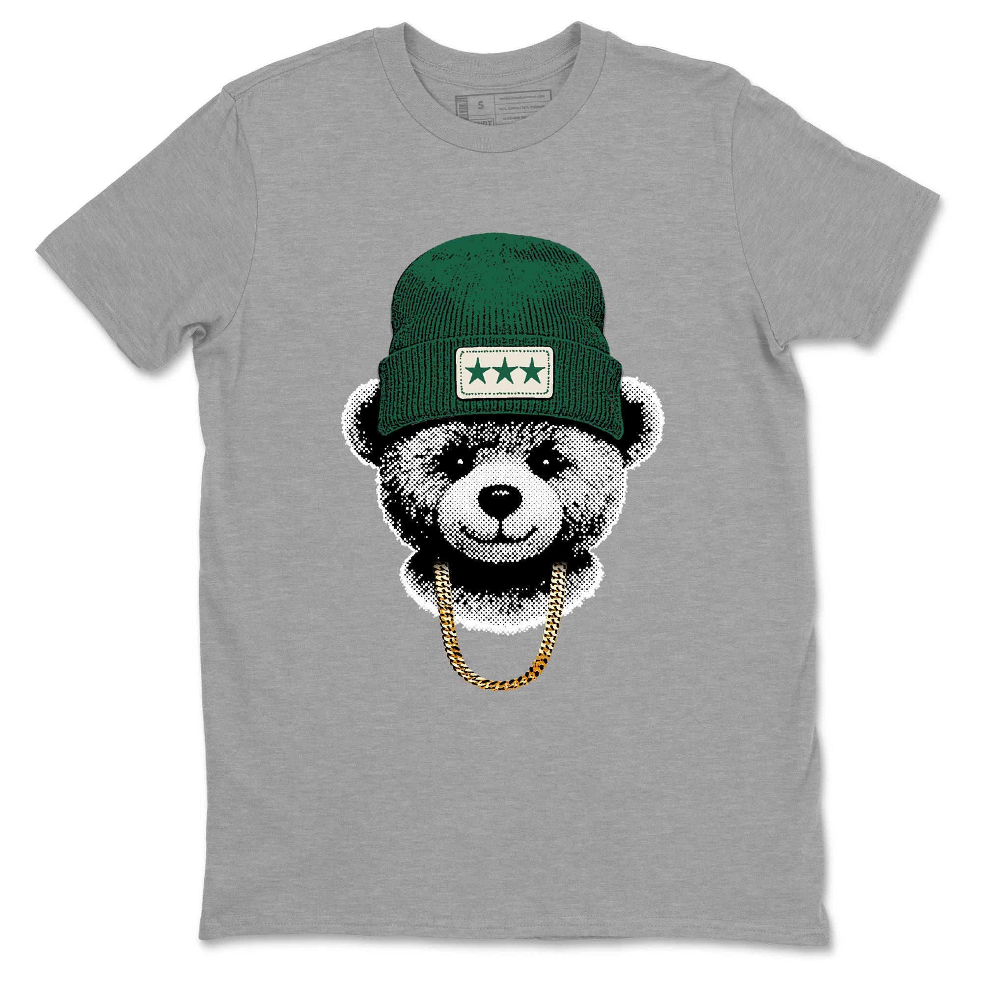 Sneaker Threads – Sneaker Tees To Match Air Jordan 1 Pro Green – Gangster Teddy Graphic Tee Heather Grey 2. Perfect for Jordan releases 2025 colorways.