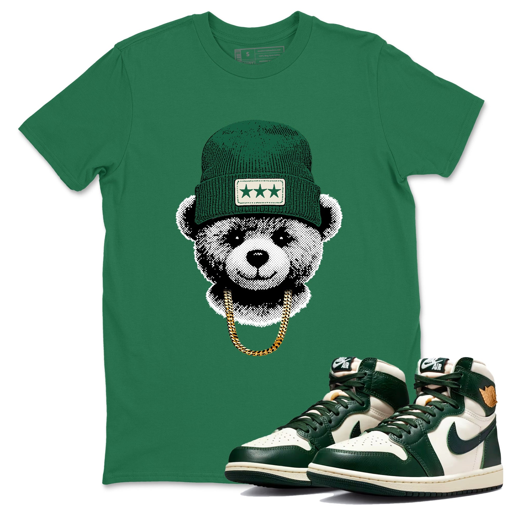 Sneaker Threads – Sneaker Tees To Match Air Jordan 1 Pro Green – Gangster Teddy Graphic Tee Kelly Green 1. Perfect for Jordan releases 2025 colorways.