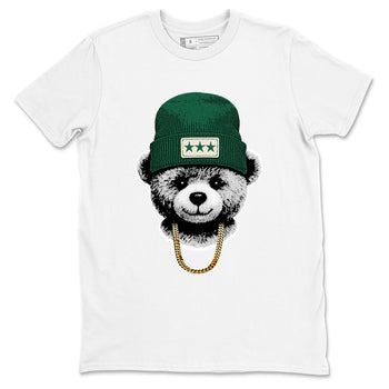 Sneaker Threads – Sneaker Tees To Match Air Jordan 1 Pro Green – Gangster Teddy Graphic Tee White 2. Perfect for Jordan releases 2025 colorways.