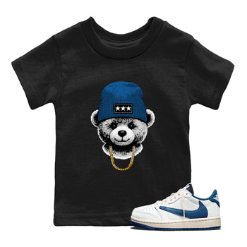 Sneaker tee, Streetwear Brand – Shirts To Match Air Jordan 1 Travis Scott x Fragment Sneakers – Gangster Teddy Kids, Baby Graphic T-Shirt Black 1