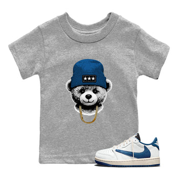 Sneaker tee, Streetwear Brand – Shirts To Match Air Jordan 1 Travis Scott x Fragment Sneakers – Gangster Teddy Kids, Baby Graphic T-Shirt Heather Grey 1
