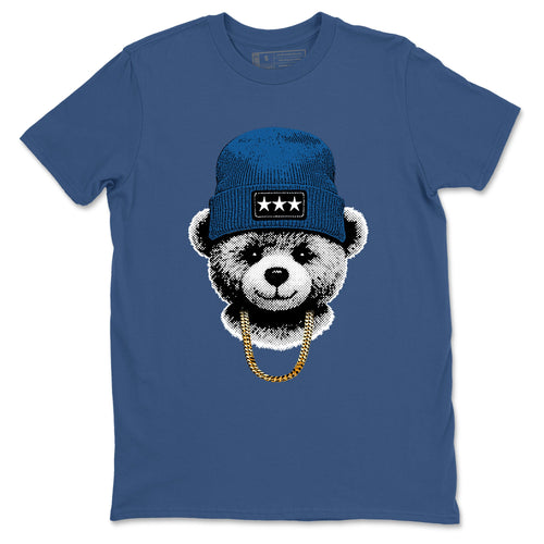Sneaker tee, Streetwear Brand – Shirts To Match Air Jordan 1 Travis Scott x Fragment Sneakers – Gangster Teddy Graphic Tee Denim Blue 2