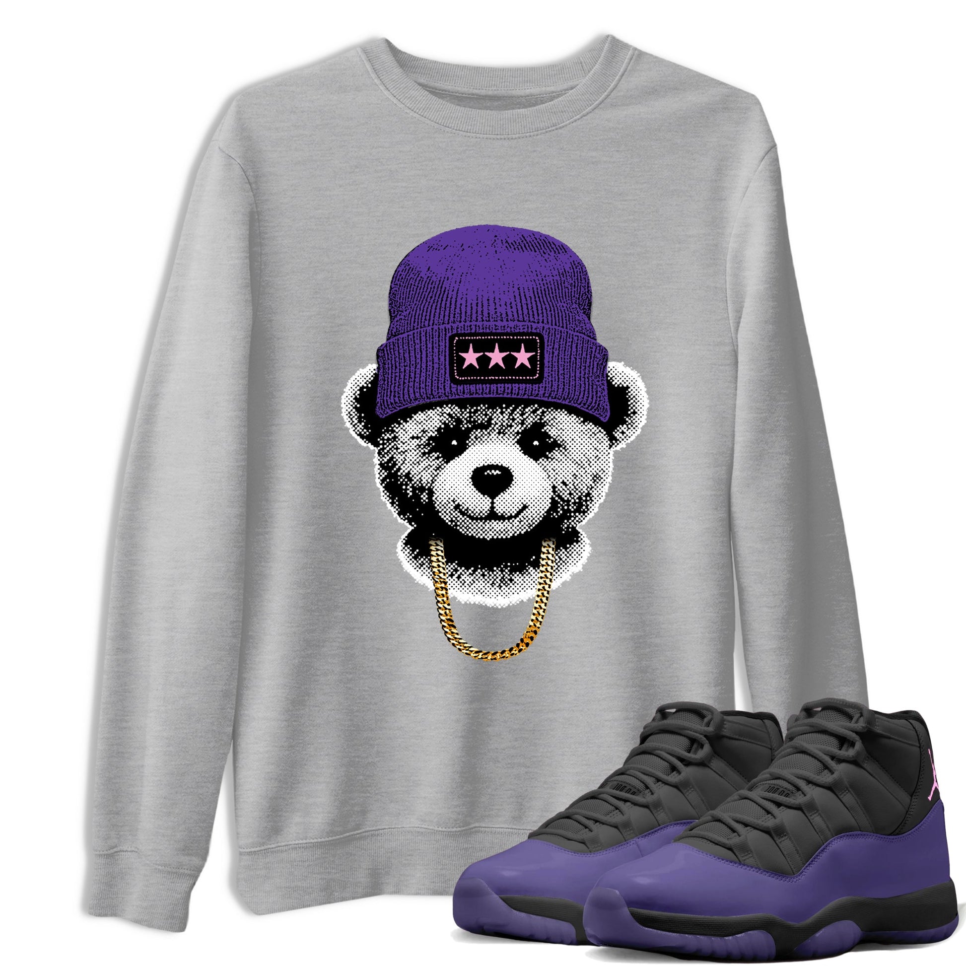 Sneaker match tees – Sneaker Tees To Match Air Jordan 11 Canyon Purple Shoes – Gangster Teddy Tee Heather Grey 1