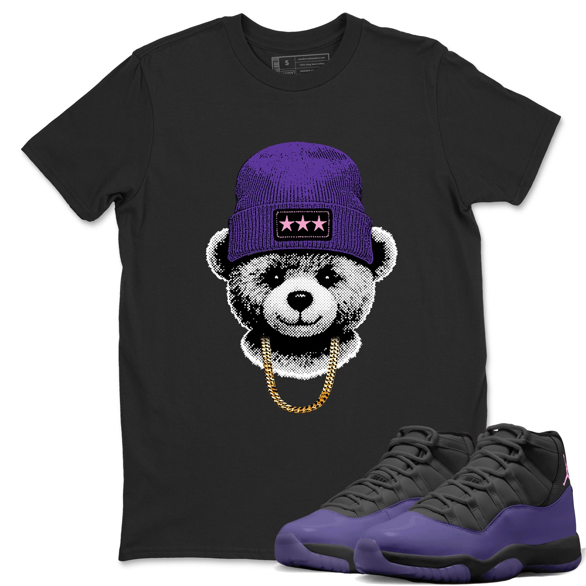 Sneaker match tees – Sneaker Tees To Match Air Jordan 11 Canyon Purple Shoes – Gangster Teddy Tee Black 1