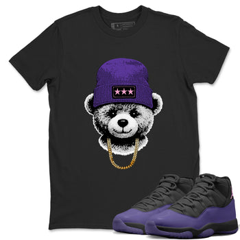 Sneaker match tees – Sneaker Tees To Match Air Jordan 11 Canyon Purple Shoes – Gangster Teddy Tee Black 1