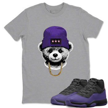 Sneaker match tees – Sneaker Tees To Match Air Jordan 11 Canyon Purple Shoes – Gangster Teddy Tee Heather Grey 1