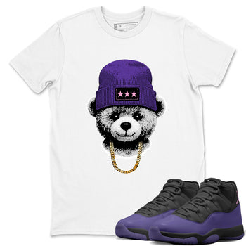 Sneaker match tees – Sneaker Tees To Match Air Jordan 11 Canyon Purple Shoes – Gangster Teddy Tee White 1