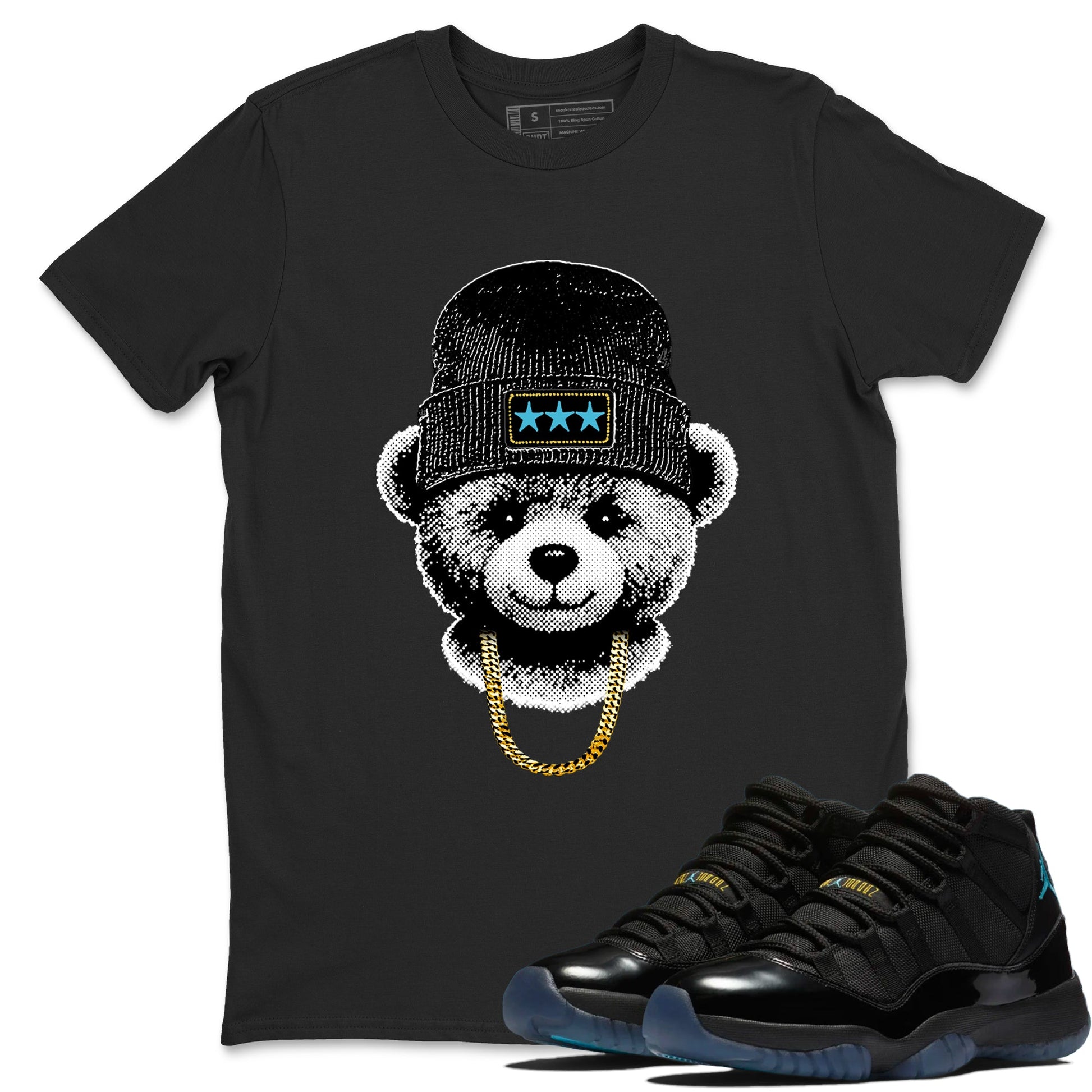 Sneaker Threads – Sneaker Tees To Match Air Jordan 11 Retro Gamma – Gangster Teddy Graphic Tee Black 1. Perfect for Jordan releases 2025 colorways.