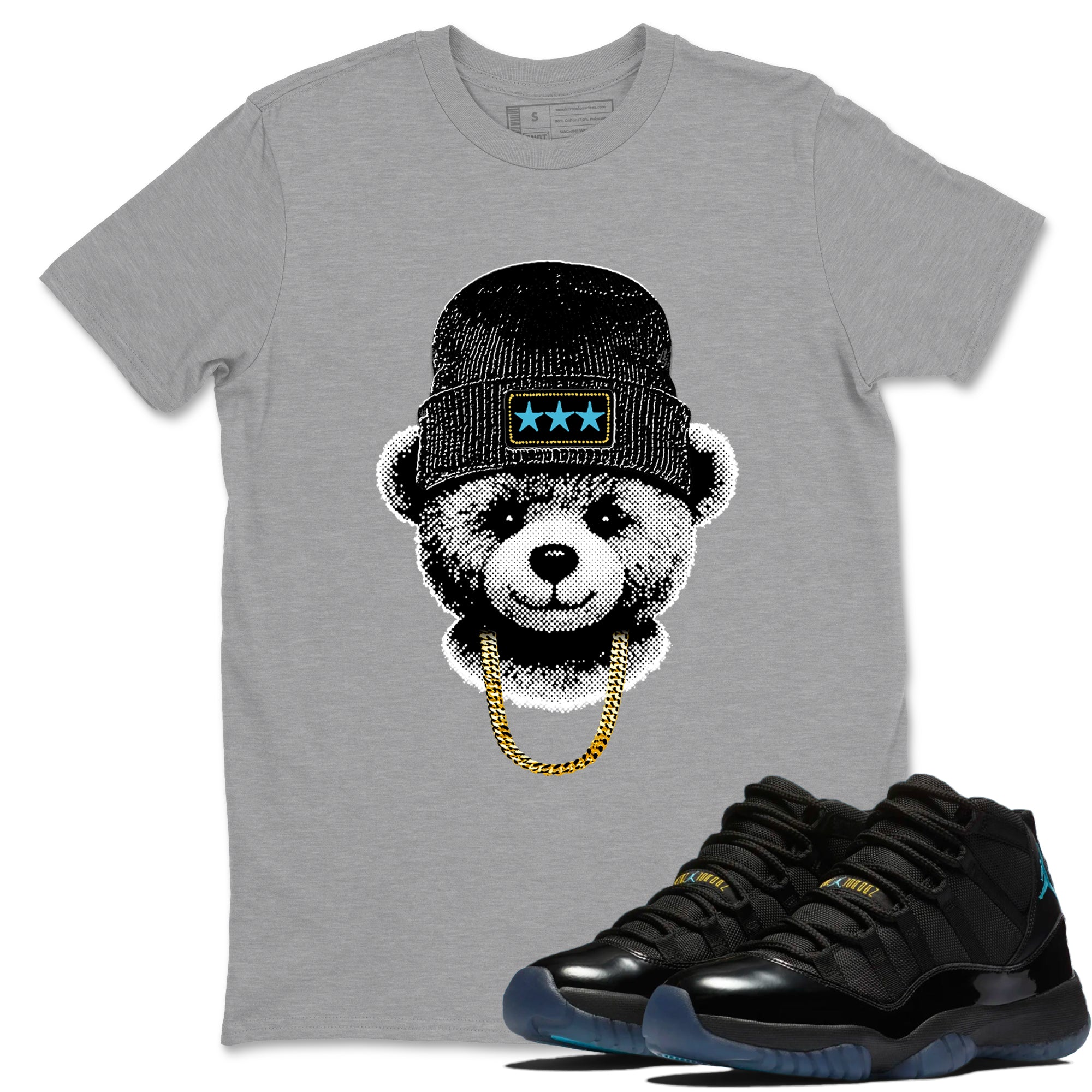 Sneaker Threads – Sneaker Tees To Match Air Jordan 11 Retro Gamma – Gangster Teddy Graphic Tee Heather Grey 1. Perfect for Jordan releases 2025 colorways.