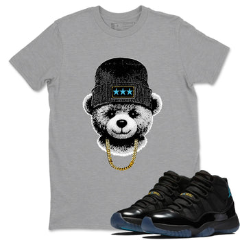 Sneaker Threads – Sneaker Tees To Match Air Jordan 11 Retro Gamma – Gangster Teddy Graphic Tee Heather Grey 1. Perfect for Jordan releases 2025 colorways.