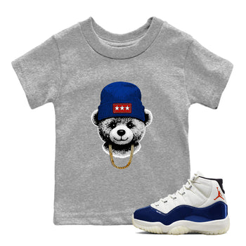Sneaker Threads – Sneaker Tees To Match Air Jordan 11 Rare Air – Gangster Teddy Youth Graphic Tee Heather Grey 1. Perfect for Jordan releases 2025 colorways.