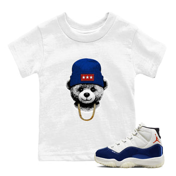 Sneaker Threads – Sneaker Tees To Match Air Jordan 11 Rare Air – Gangster Teddy Youth Graphic Tee White 1. Perfect for Jordan releases 2025 colorways.