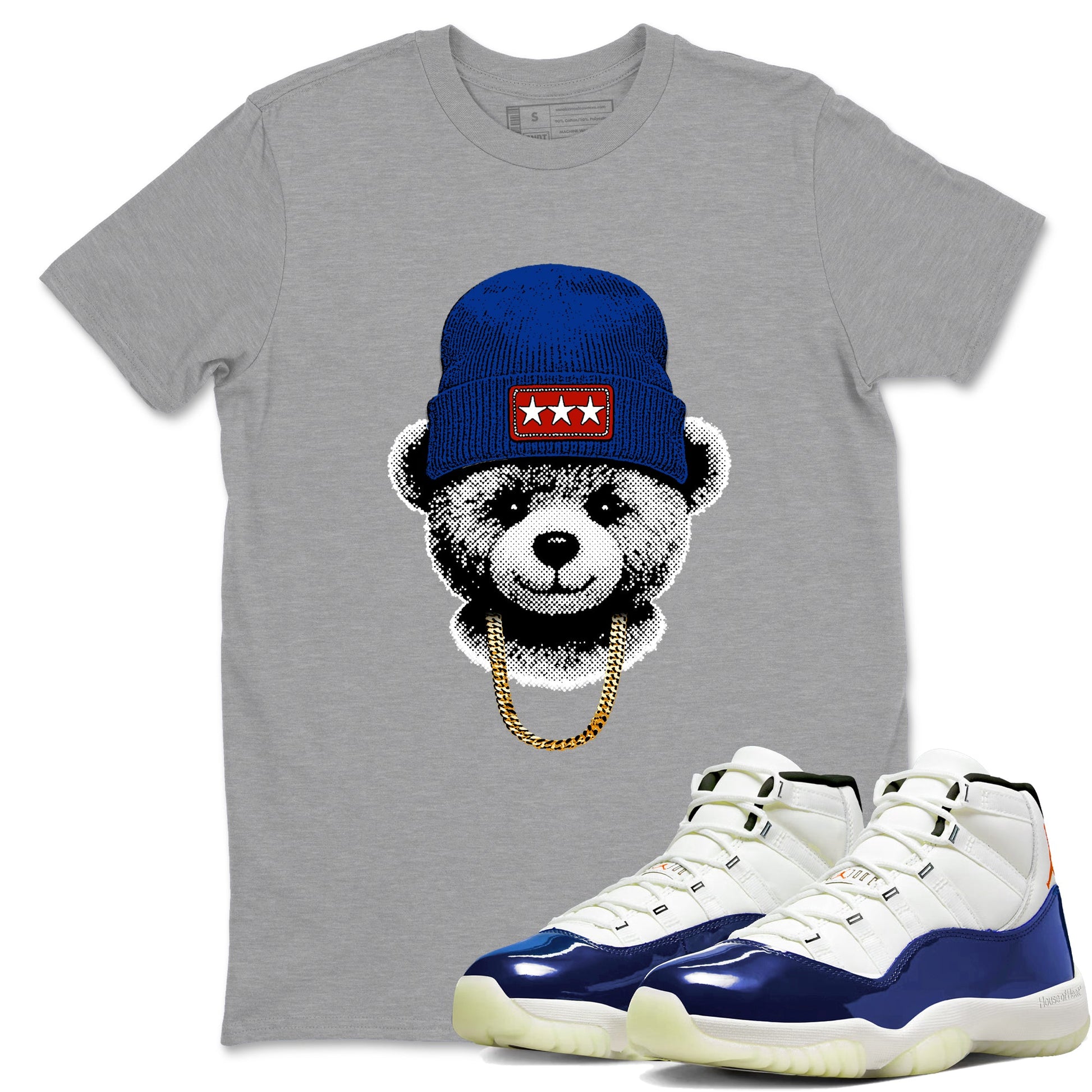 Sneaker Threads – Sneaker Tees To Match Air Jordan 11 Rare Air – Gangster Teddy Graphic Tee Heather Grey 1. Perfect for Jordan releases 2025 colorways.