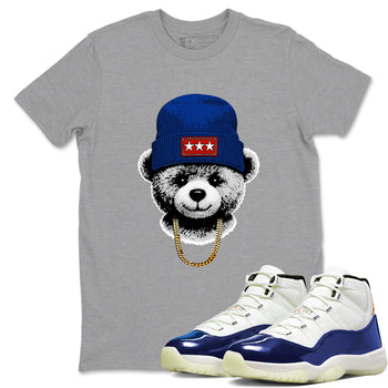 Sneaker Threads – Sneaker Tees To Match Air Jordan 11 Rare Air – Gangster Teddy Graphic Tee Heather Grey 1. Perfect for Jordan releases 2025 colorways.